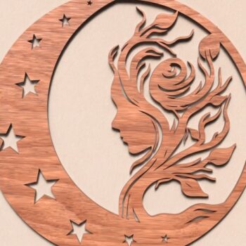 Intra απο ξύλο plywood 3mm-4mm πάχος – Δέντρο με κοριτσάκι με λέιζερ Δίασταση  20x20 cm INTRAFABR-119708090 - Image 1