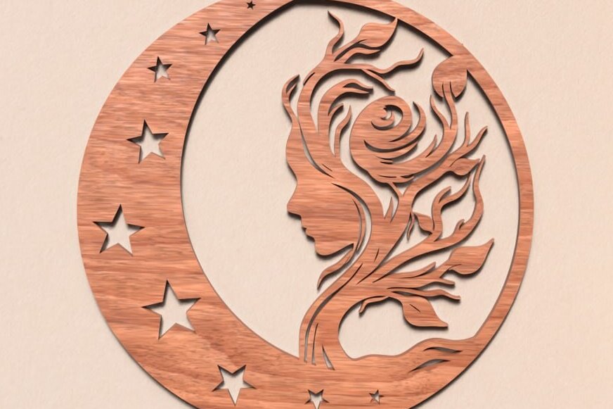 Intra απο ξύλο plywood 3mm-4mm πάχος – Δέντρο με κοριτσάκι με λέιζερ Δίασταση  20x20 cm INTRAFABR-119708090