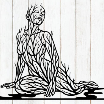 Intra απο ξύλο plywood 3mm-4mm πάχος – Τέχνη τοίχου σιλουέτας γυναίκας δέντρου Δίασταση  40x30 cm INTRAFABR-124400138 - Image 1