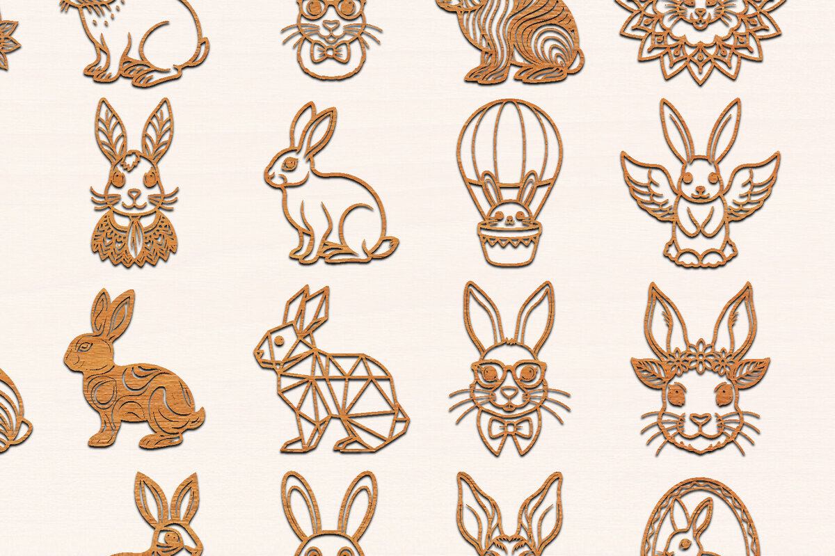 Intra απο ξύλο plywood 3mm-4mm πάχος – Πακέτο με μοντέρνο Πασχαλινό Λαγουδάκι Δίασταση  20x20 cm INTRAFABR-117137312