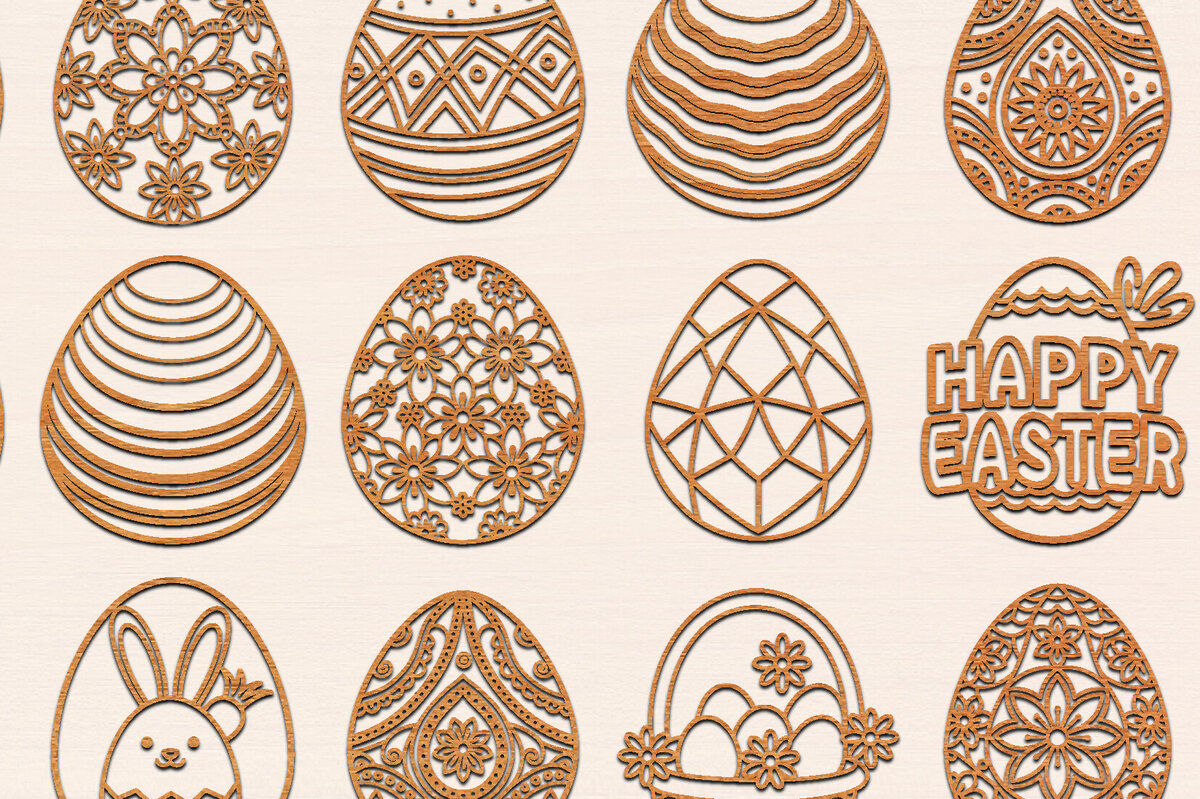 Intra απο ξύλο plywood 3mm-4mm πάχος – Μοντέρνο πακέτο πασχαλινών αυγών με λέιζερ Δίασταση  20x20 cm INTRAFABR-117120168