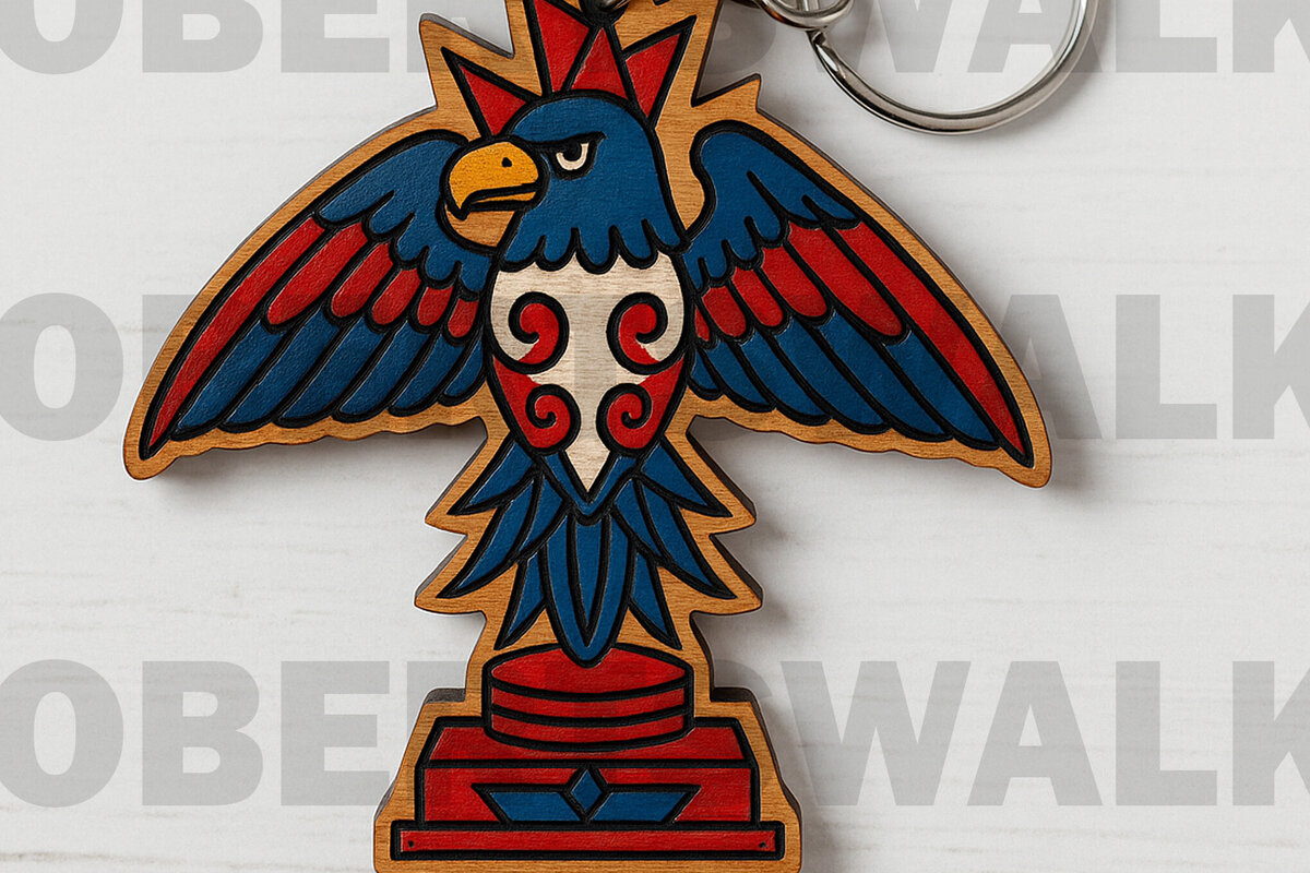 Intra απο ξύλο plywood 3mm-4mm πάχος – Μπρελόκ Tribal Eagle Δίασταση  5x5 cm INTRAFABR-122268469