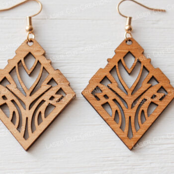 Intra απο ξύλο plywood 3mm-4mm πάχος – Tribal γεωμετρικά σκουλαρίκια Δίασταση  5x5 cm INTRAFABR-124910541 - Image 1
