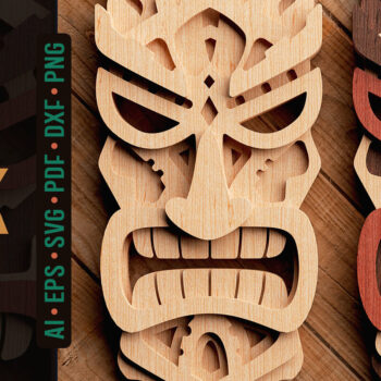 Intra απο ξύλο plywood 3mm-4mm πάχος – Tribal Mask 3D Layered Δίασταση  20x20 cm INTRAFABR-28941008 - Image 1