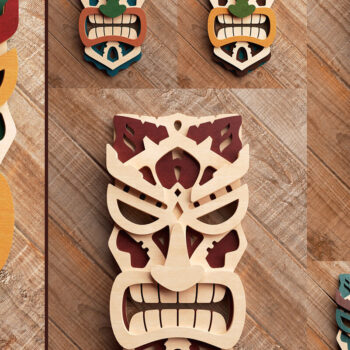 Intra απο ξύλο plywood 3mm-4mm πάχος – Tribal Mask 3D Layered Δίασταση  20x20 cm INTRAFABR-28941008 - Image 2