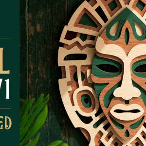 Intra απο ξύλο plywood 3mm-4mm πάχος – Tribal Mask V1 3D Layered Δίασταση  20x20 cm INTRAFABR-60307245