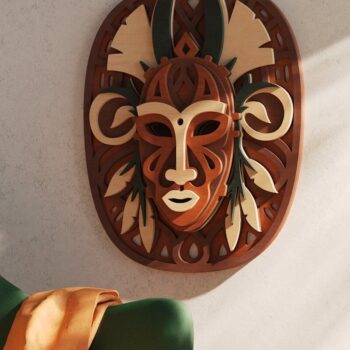 Intra απο ξύλο plywood 3mm-4mm πάχος – Tribal Mask V2 3D Layered Δίασταση  20x20 cm INTRAFABR-60436765 - Image 4