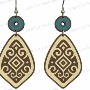 Intra απο ξύλο plywood 3mm-4mm πάχος – Σκουλαρίκια Tribal Pattern Δίασταση  5x5 cm INTRAFABR-124634303