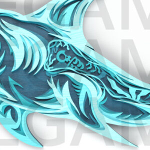 Intra απο ξύλο plywood 3mm-4mm πάχος – Tribal Shark Layered Δίασταση  20x20 cm INTRAFABR-121582275