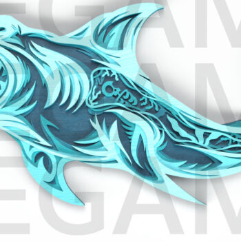 Intra απο ξύλο plywood 3mm-4mm πάχος – Tribal Shark Layered Δίασταση  20x20 cm INTRAFABR-121582275 - Image 2