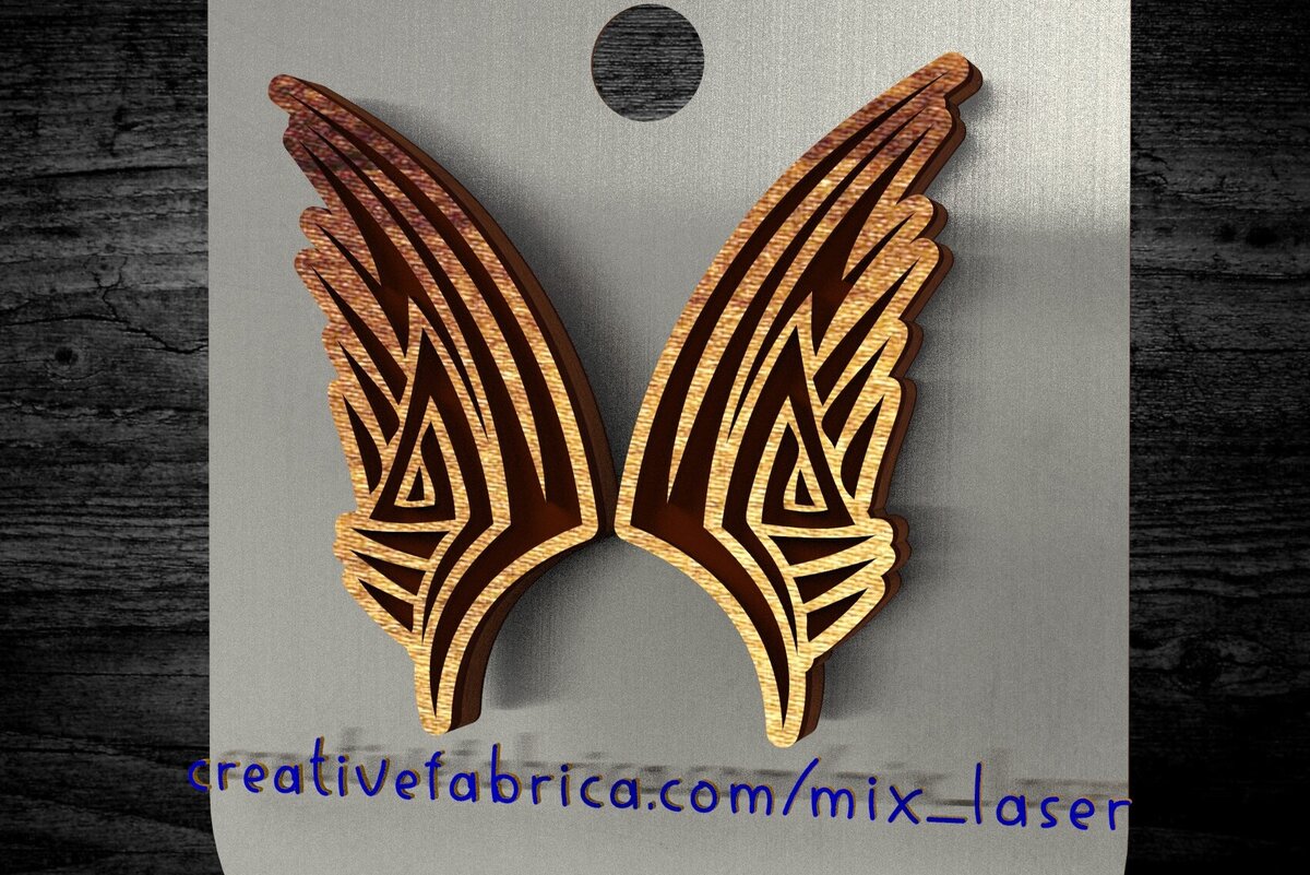 Intra απο ξύλο plywood 3mm-4mm πάχος – Tribal Tattoo Wing Stud Δίασταση  20x20 cm INTRAFABR-122115773