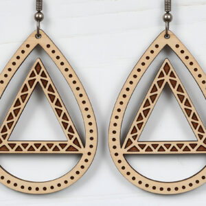 Intra απο ξύλο plywood 3mm-4mm πάχος – Tribal Triangle Teardrop Earrings Δίασταση  5x5 cm INTRAFABR-121542479