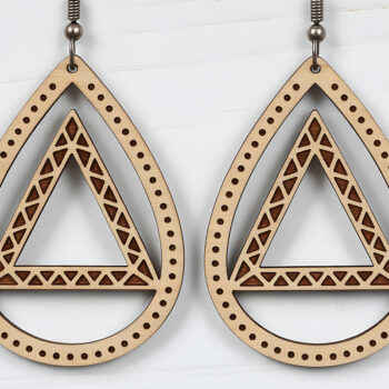 Intra απο ξύλο plywood 3mm-4mm πάχος – Tribal Triangle Teardrop Earrings Δίασταση  5x5 cm INTRAFABR-121542479 - Image 1