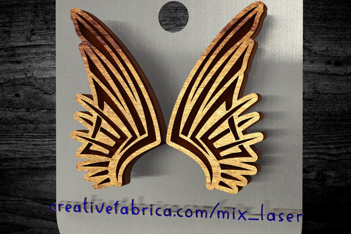 Intra απο ξύλο plywood 3mm-4mm πάχος – Tribal Wing Stud Earrings Δίασταση  5x5 cm INTRAFABR-122115792