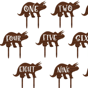 Intra απο ξύλο plywood 3mm-4mm πάχος – Triceratops Cake Toppers 1-10 Δίασταση  20x20 cm INTRAFABR-11947091 - Image 1