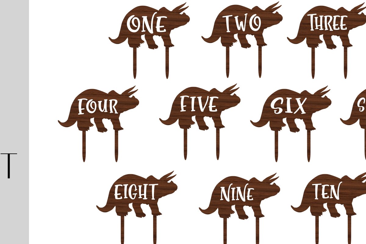 Intra απο ξύλο plywood 3mm-4mm πάχος – Triceratops Cake Toppers 1-10 Δίασταση  20x20 cm INTRAFABR-11947091