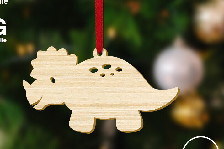 Intra απο ξύλο plywood 3mm-4mm πάχος – Χριστουγεννιάτικο στολίδι Triceratops Dinosaur Δίασταση  20x20 cm INTRAFABR-83645993