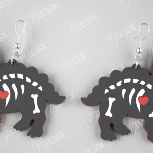 Intra απο ξύλο plywood 3mm-4mm πάχος – Triceratops Skeleton Earrings | Κοσμήματα Δίασταση  5x5 cm INTRAFABR-105271529