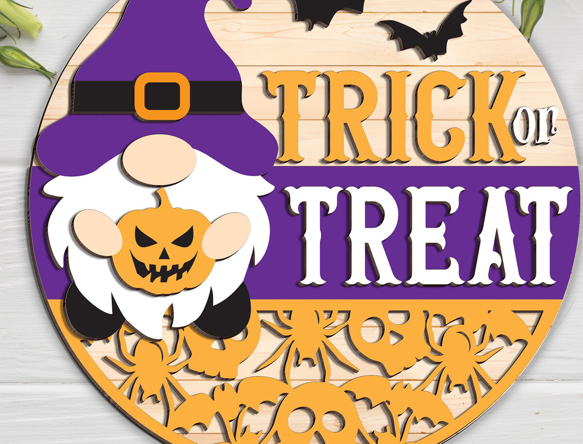 Intra απο ξύλο plywood 3mm-4mm πάχος – Trick or Treat Halloween Door Hanger Δίασταση  20x20 cm INTRAFABR-102200028