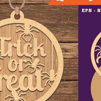 Intra απο ξύλο plywood 3mm-4mm πάχος – Trick or Treat Στολίδι κοπής με λέιζερ Δίασταση  20x20 cm INTRAFABR-111385612 - Image 1