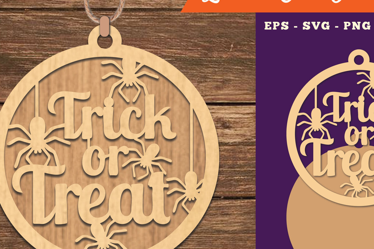 Intra απο ξύλο plywood 3mm-4mm πάχος – Trick or Treat Στολίδι κοπής με λέιζερ Δίασταση  20x20 cm INTRAFABR-111385612