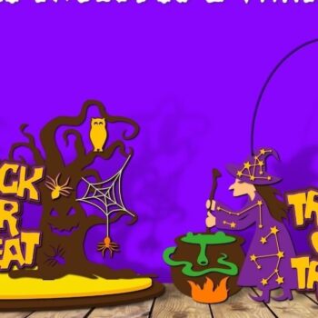 Intra απο ξύλο plywood 3mm-4mm πάχος – Trick or Treat  με στρώσεις χαρτιού Δίασταση  20x20 cm INTRAFABR-36514304 - Image 2