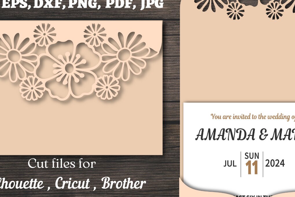 Intra απο ξύλο plywood 3mm-4mm πάχος – Προσκλητήριο γάμου Trifold Pocket Δίασταση  20x20 cm INTRAFABR-95183974