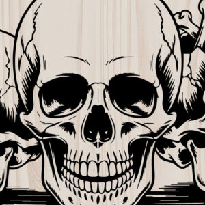 Intra απο ξύλο plywood 3mm-4mm πάχος – Trio of Skulls Mortality Δίασταση  20x20 cm INTRAFABR-123532506