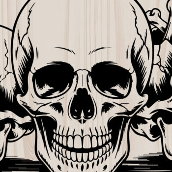 Intra απο ξύλο plywood 3mm-4mm πάχος – Trio of Skulls Mortality Δίασταση  20x20 cm INTRAFABR-123532506 - Image 1