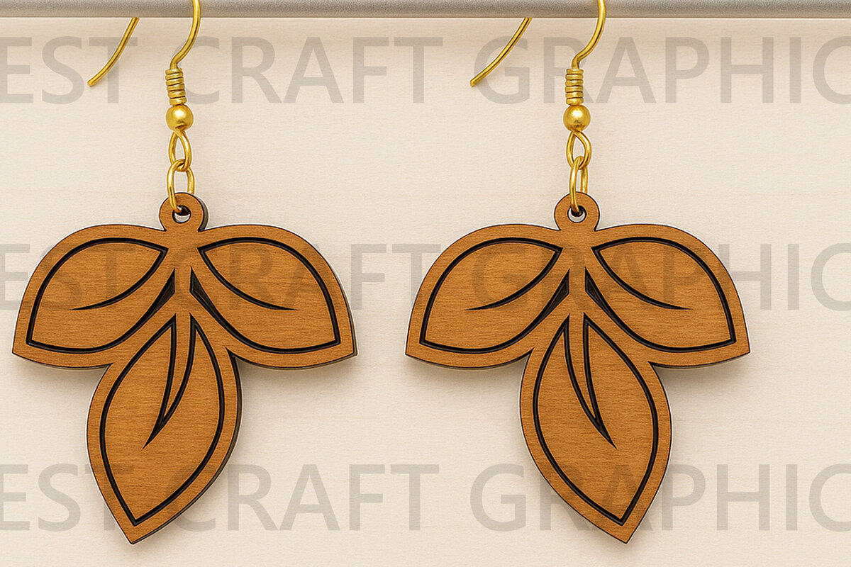 Intra απο ξύλο plywood 3mm-4mm πάχος – Τρίφυλλα σκουλαρίκια Δίασταση  5x5 cm INTRAFABR-123755276