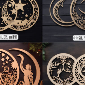 Intra απο ξύλο plywood 3mm-4mm πάχος – Triple Moon Enchantment Δίασταση  20x20 cm INTRAFABR-94968878