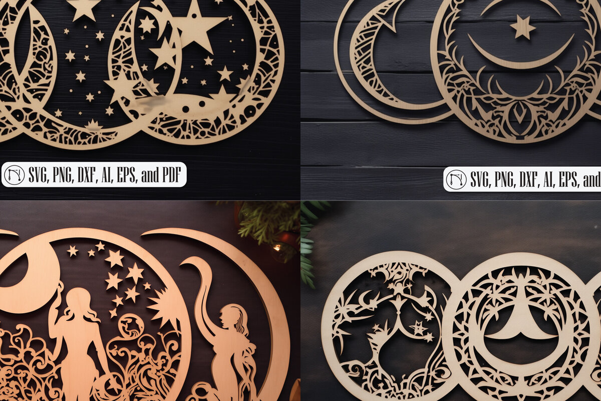 Intra απο ξύλο plywood 3mm-4mm πάχος – Triple Moon Enchantment Δίασταση  20x20 cm INTRAFABR-94968878