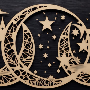 Intra απο ξύλο plywood 3mm-4mm πάχος – Triple Moon Enchantment Δίασταση  20x20 cm INTRAFABR-94968878 - Image 2