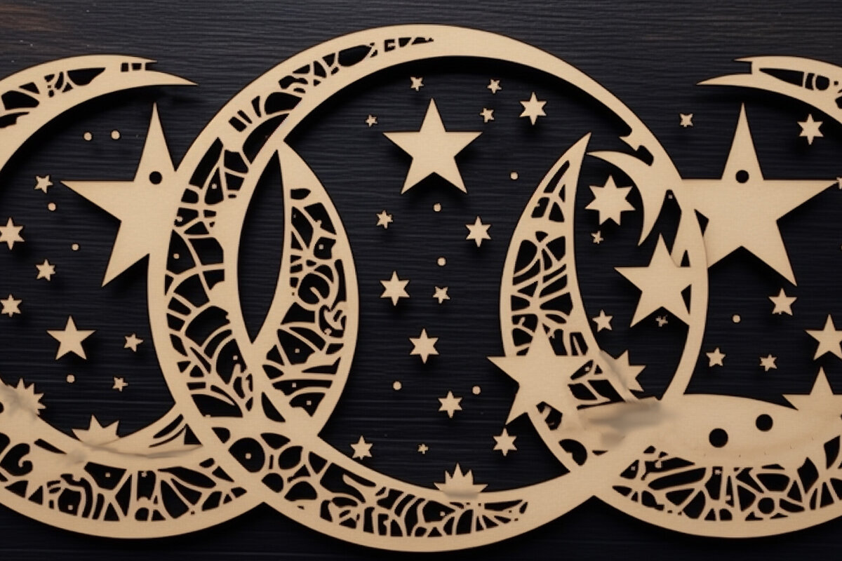 Intra απο ξύλο plywood 3mm-4mm πάχος – Triple Moon Enchantment Δίασταση  20x20 cm INTRAFABR-94962326