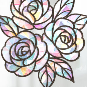 Intra απο ξύλο plywood 3mm-4mm πάχος – Triple Rose Suncatcher Δίασταση  20x20 cm INTRAFABR-124400852