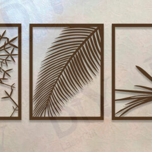 Intra απο ξύλο plywood 3mm-4mm πάχος – Τρίπτυχο με Φοίνικες και Πικραλίδα Δίασταση  20x20 cm INTRAFABR-112022989