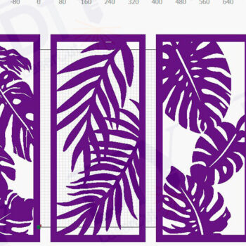 Intra απο ξύλο plywood 3mm-4mm πάχος – Τρίπτυχο με τροπικά φύλλα Δίασταση  20x20 cm INTRAFABR-111987145 - Image 3