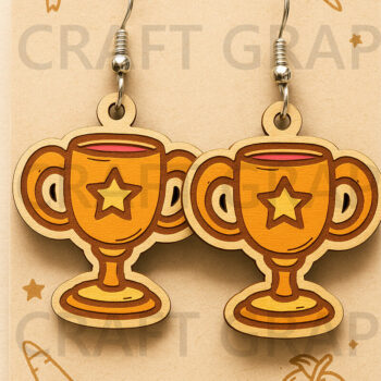 Intra απο ξύλο plywood 3mm-4mm πάχος – Trophy Earrings – Student Award Δίασταση  5x5 cm INTRAFABR-124955770 - Image 1