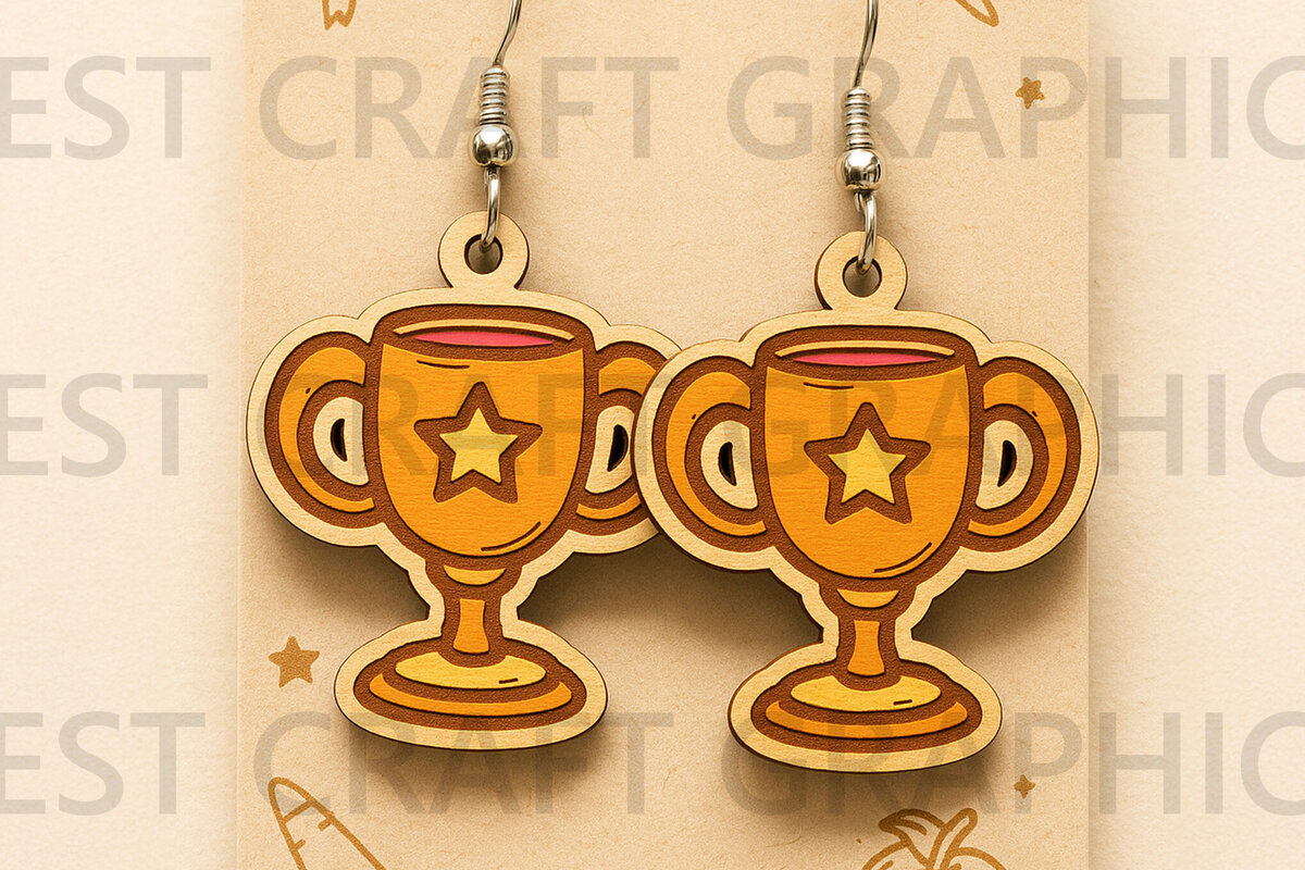 Intra απο ξύλο plywood 3mm-4mm πάχος – Trophy Earrings – Student Award Δίασταση  5x5 cm INTRAFABR-124955770