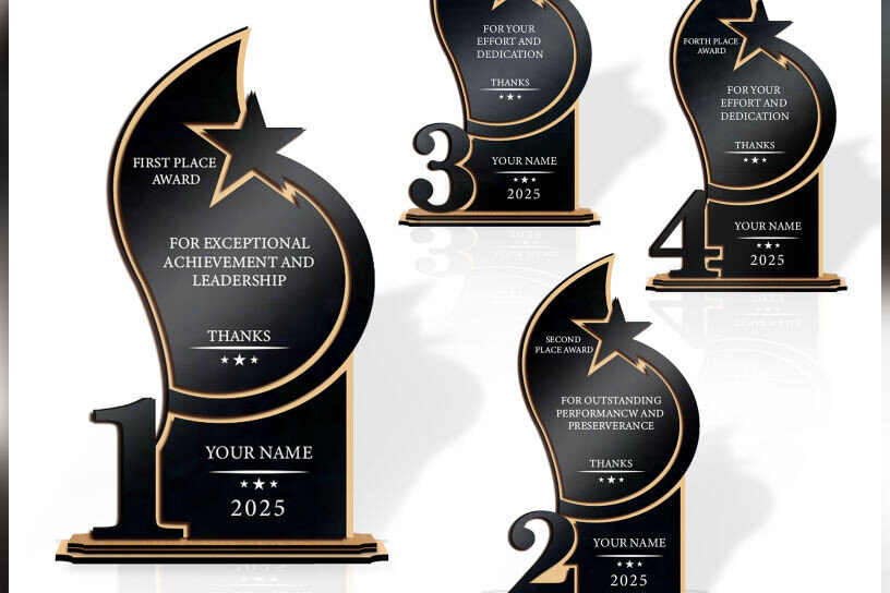 Intra απο ξύλο plywood 3mm-4mm πάχος – Σετ τροπαίων για 1η, 2η, 3η και 4η Δίασταση  20x20 cm INTRAFABR-122328295