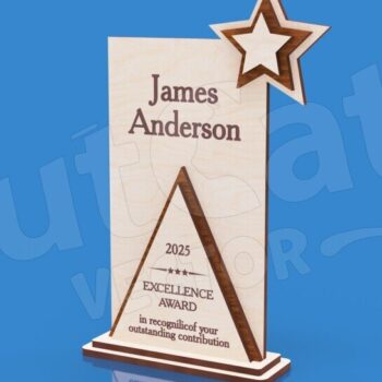 Intra απο ξύλο plywood 3mm-4mm πάχος – Τρόπαιο με Τρίγωνο - Βραβείο Δίασταση  20x20 cm INTRAFABR-123673351 - Image 1