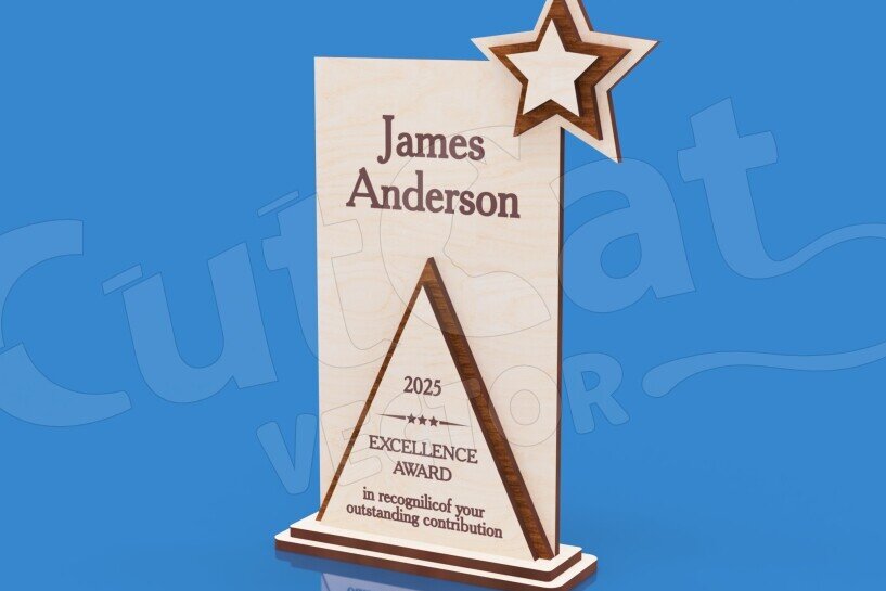 Intra απο ξύλο plywood 3mm-4mm πάχος – Τρόπαιο με Τρίγωνο - Βραβείο Δίασταση  20x20 cm INTRAFABR-123673351