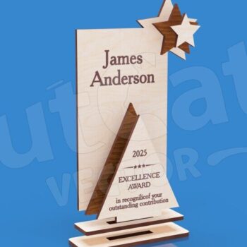 Intra απο ξύλο plywood 3mm-4mm πάχος – Τρόπαιο με Τρίγωνο - Βραβείο Δίασταση  20x20 cm INTRAFABR-123673351 - Image 2