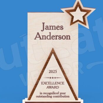 Intra απο ξύλο plywood 3mm-4mm πάχος – Τρόπαιο με Τρίγωνο - Βραβείο Δίασταση  20x20 cm INTRAFABR-123673351 - Image 3