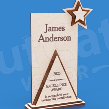 Intra απο ξύλο plywood 3mm-4mm πάχος – Τρόπαιο με Τρίγωνο - Βραβείο Δίασταση  20x20 cm INTRAFABR-123673351 - Image 4