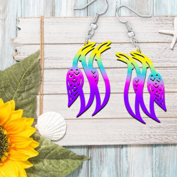 Intra απο ξύλο plywood 3mm-4mm πάχος – Tropical Birds καλοκαιρινά σκουλαρίκια με λέιζερ Δίασταση  5x5 cm INTRAFABR-121361121 - Image 3