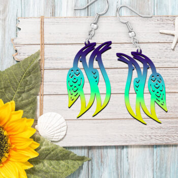 Intra απο ξύλο plywood 3mm-4mm πάχος – Tropical Birds καλοκαιρινά σκουλαρίκια με λέιζερ Δίασταση  5x5 cm INTRAFABR-121361121 - Image 4