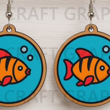 Intra απο ξύλο plywood 3mm-4mm πάχος – Σκουλαρίκια κομμένα με λέιζερ Tropical Fish Δίασταση  5x5 cm INTRAFABR-123663652 - Image 1