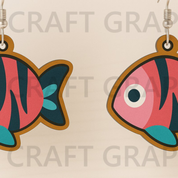 Intra απο ξύλο plywood 3mm-4mm πάχος – Σκουλαρίκια κομμένα με λέιζερ Tropical Fish Δίασταση  5x5 cm INTRAFABR-123396047 - Image 1