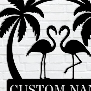 Intra απο ξύλο plywood 3mm-4mm πάχος – Μεταλλικό σημάδι Tropical Flamingo Δίασταση  20x20 cm INTRAFABR-119212741